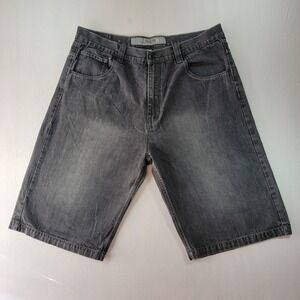 Halifax Mens Baggy Denim Shorts Faded Black Skater Streetwear 40W